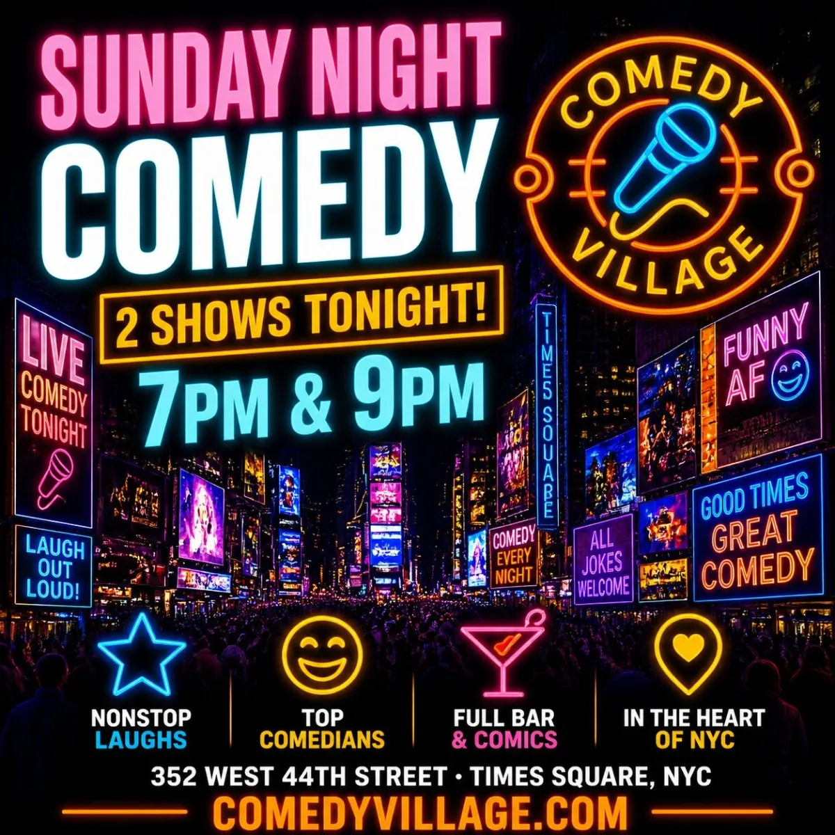 Times Square Comedy | Sun, October 25th @9 PM
